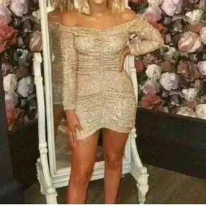 Bloggers favorite zara sequins rose gold mini dress sz medium